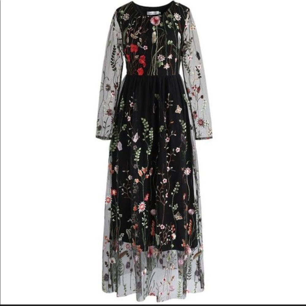 NWT Chicwish embroidered mesh dress